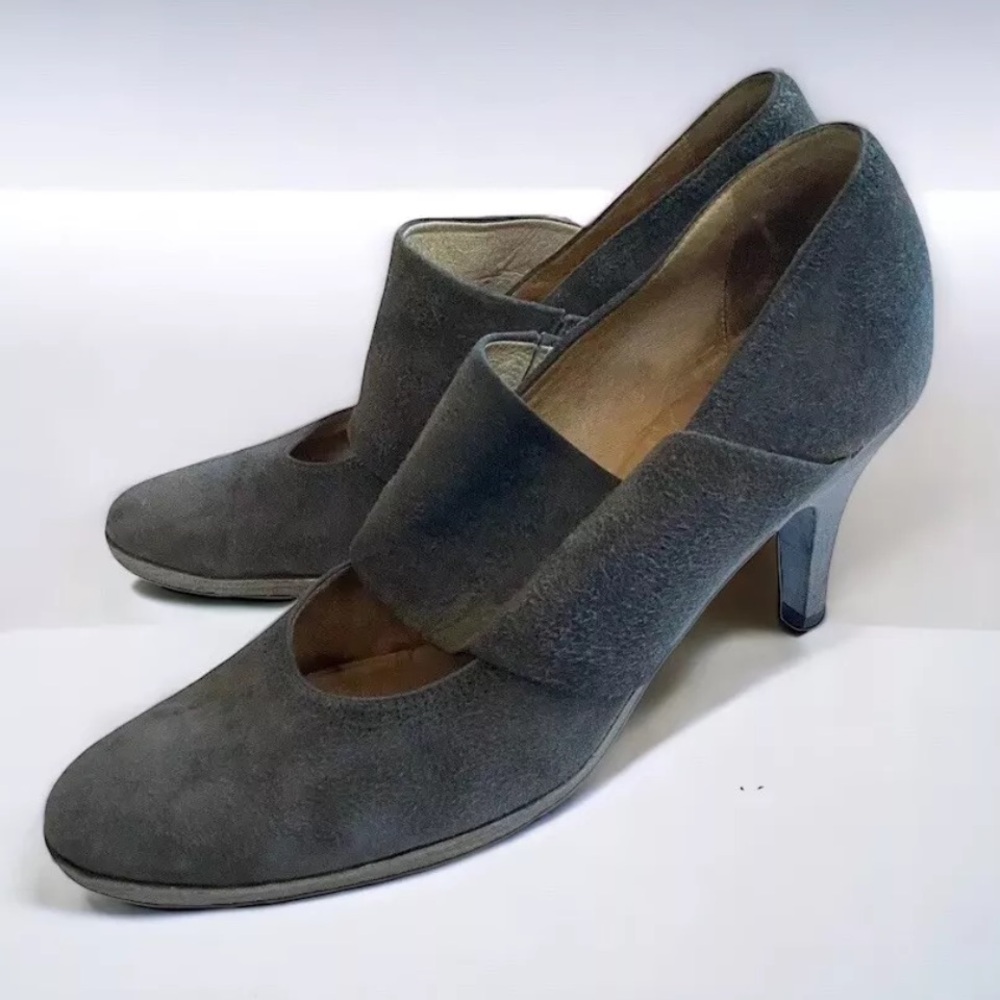 Dries Van Noten Suede Leather Mary Jane Heels Women 41 10 Gray Shoes Pumps